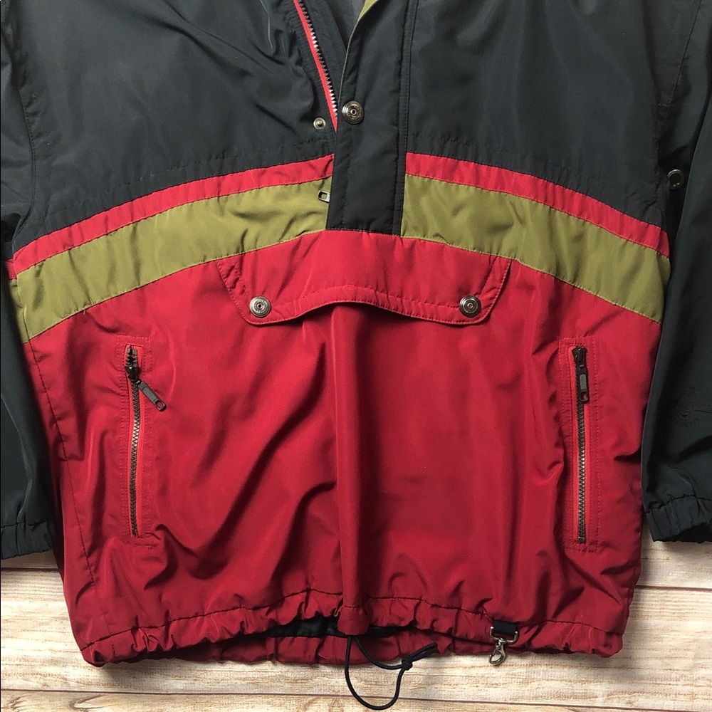 Obermeyer Vintage‎ Black and Red Windbreaker with Olive Accent - Picture 4 of 6